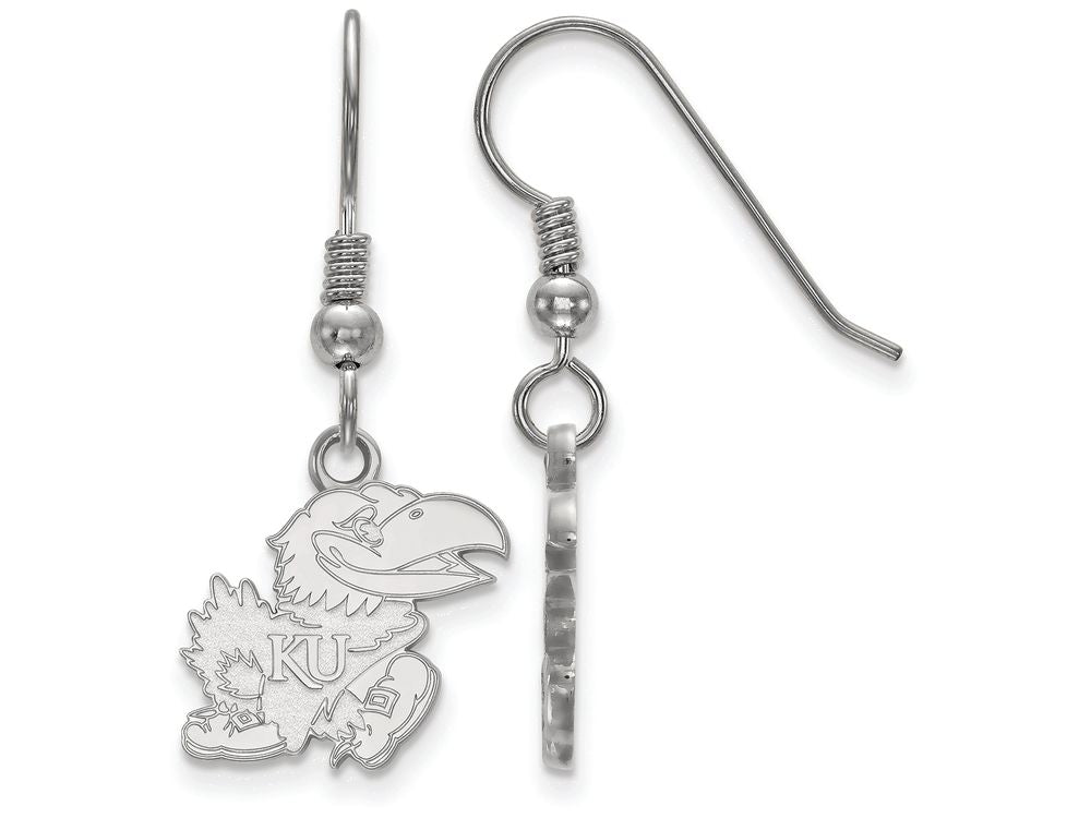 LogoArt Sterling Silver University Of Kansas Small Dangle Earrings Wire