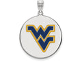 LogoArt Sterling Silver West Virginia University Large Enamel Disc Pendant Necklace
