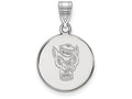 LogoArt Sterling Silver North Carolina State University Medium Disc Pendant Necklace