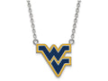 LogoArt Sterling Silver West Virginia University Large Enamel Pendant Necklace