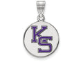 LogoArt Sterling Silver Kansas State University Medium Enamel Disc Pendant Necklace
