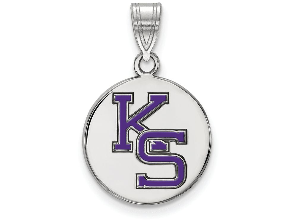 LogoArt Sterling Silver Kansas State University Medium Enamel Disc Pendant Necklace
