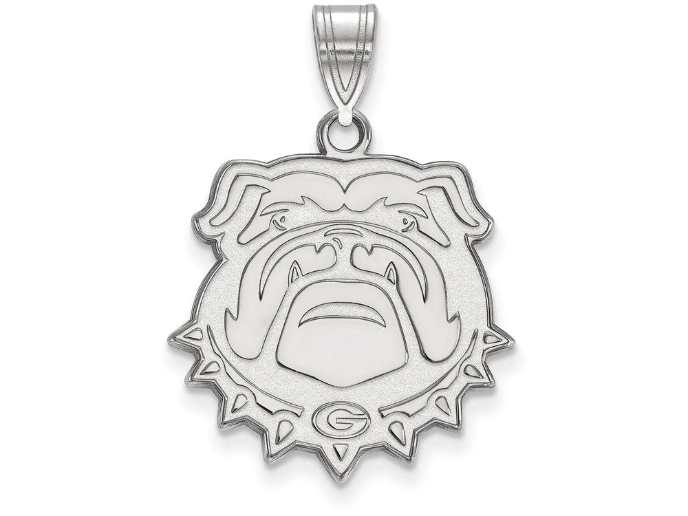 LogoArt Sterling Silver University Of Georgia Large Pendant Necklace