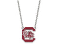 LogoArt Sterling Silver University Of South Carolina Large Enamel Pendant Necklace