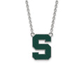 LogoArt Sterling Silver Michigan State University Large Enamel Pendant Necklace