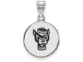 LogoArt Sterling Silver North Carolina State University Medium Enamel Disc Pendant Necklace