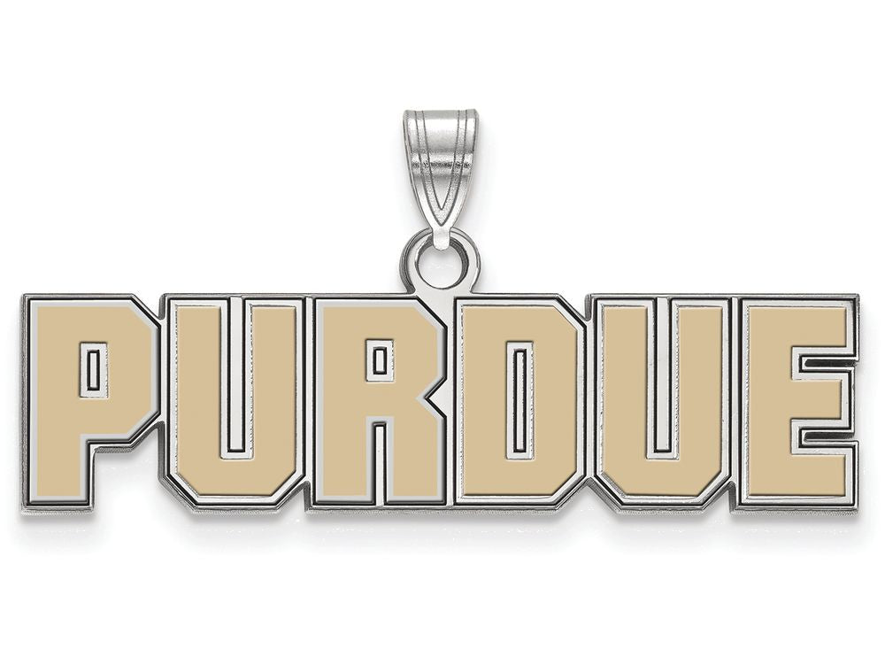 LogoArt Sterling Silver Purdue Small Enamel Pendant Necklace