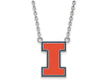 LogoArt Sterling Silver University Of Illinois Large Enamel Pendant Necklace