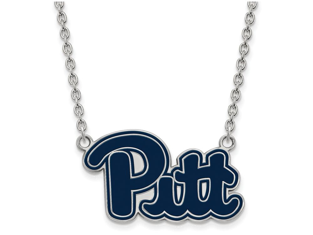 LogoArt Sterling Silver University Of Pittsburgh Large Enamel Pendant Necklace