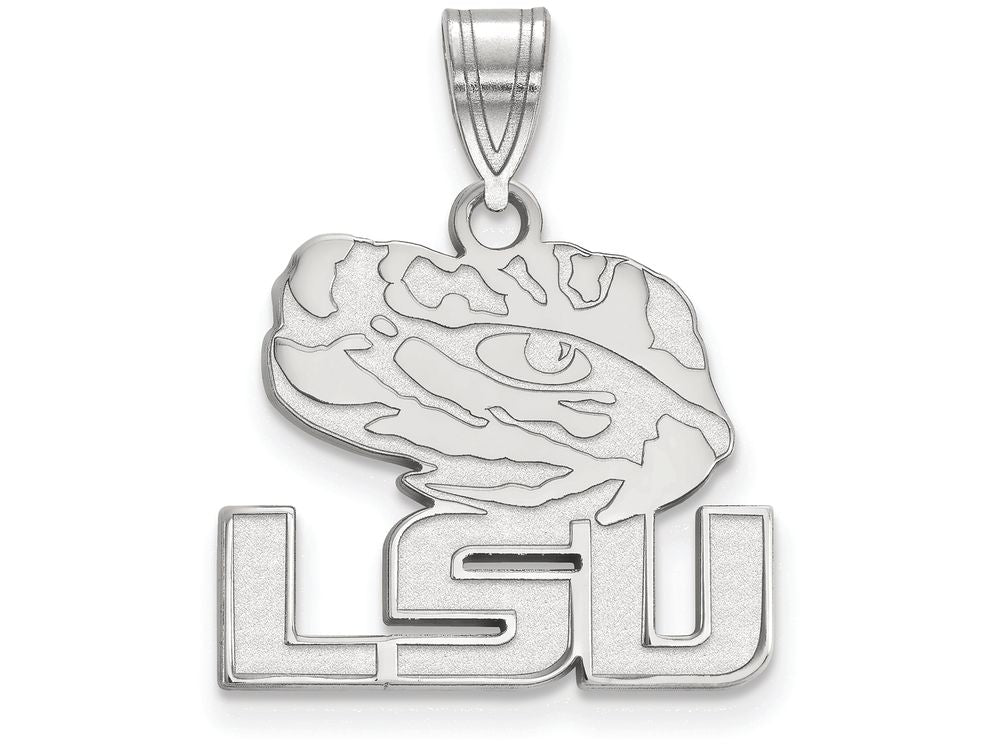LogoArt Sterling Silver Louisiana State University Medium Pendant Necklace