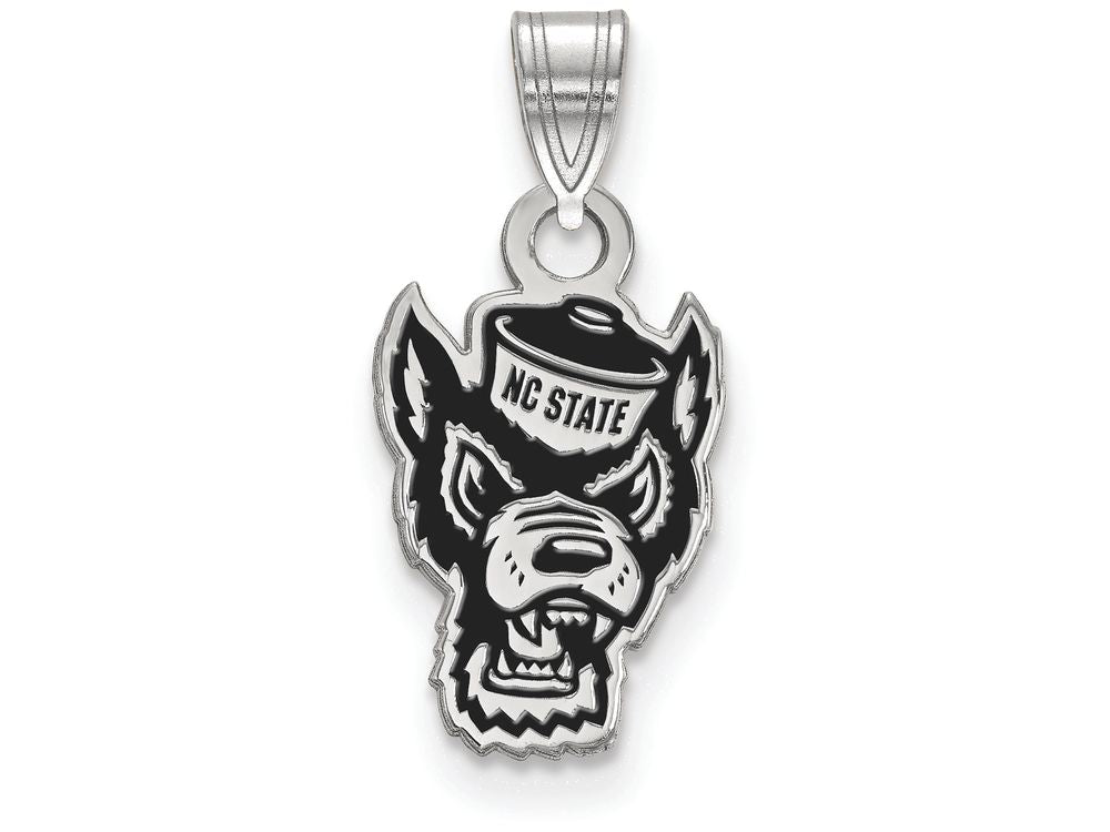 LogoArt Sterling Silver North Carolina State University Small Enamel Pendant Necklace