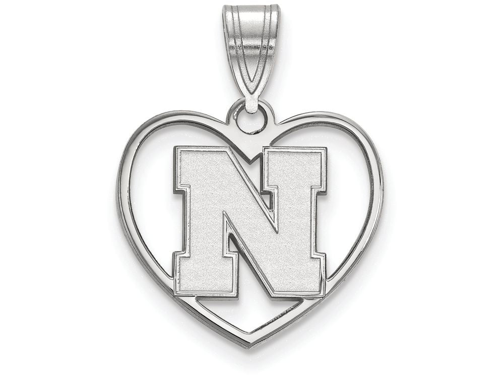 LogoArt Sterling Silver University Of Nebraska Pendant Necklace In Heart
