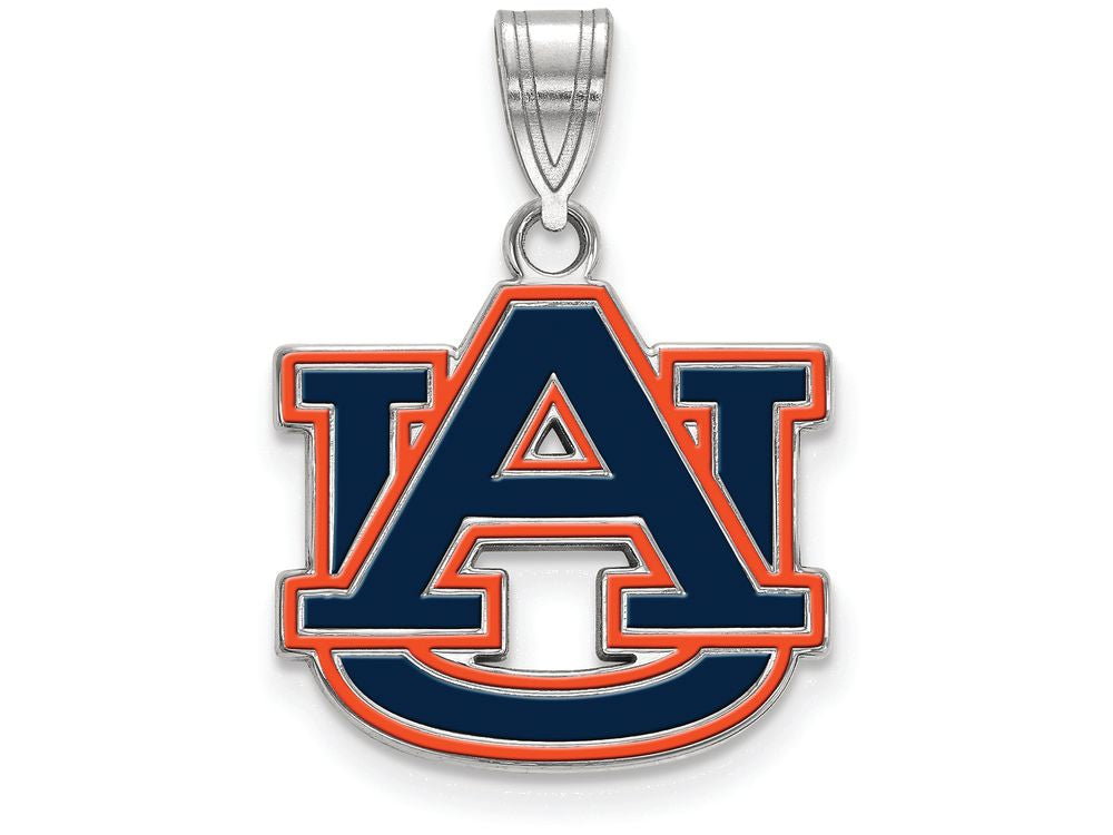 LogoArt Sterling Silver Auburn University Medium Enamel Pendant Necklace
