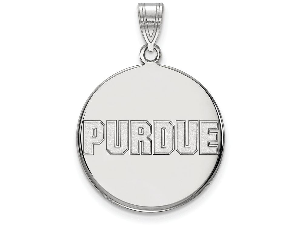 LogoArt Sterling Silver Purdue Large Disc Pendant Necklace