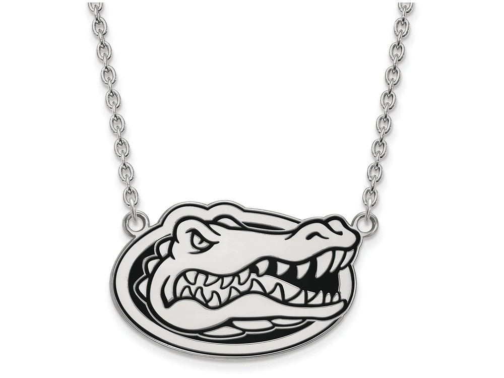 LogoArt Sterling Silver University Of Florida Large Enamel Pendant Necklace