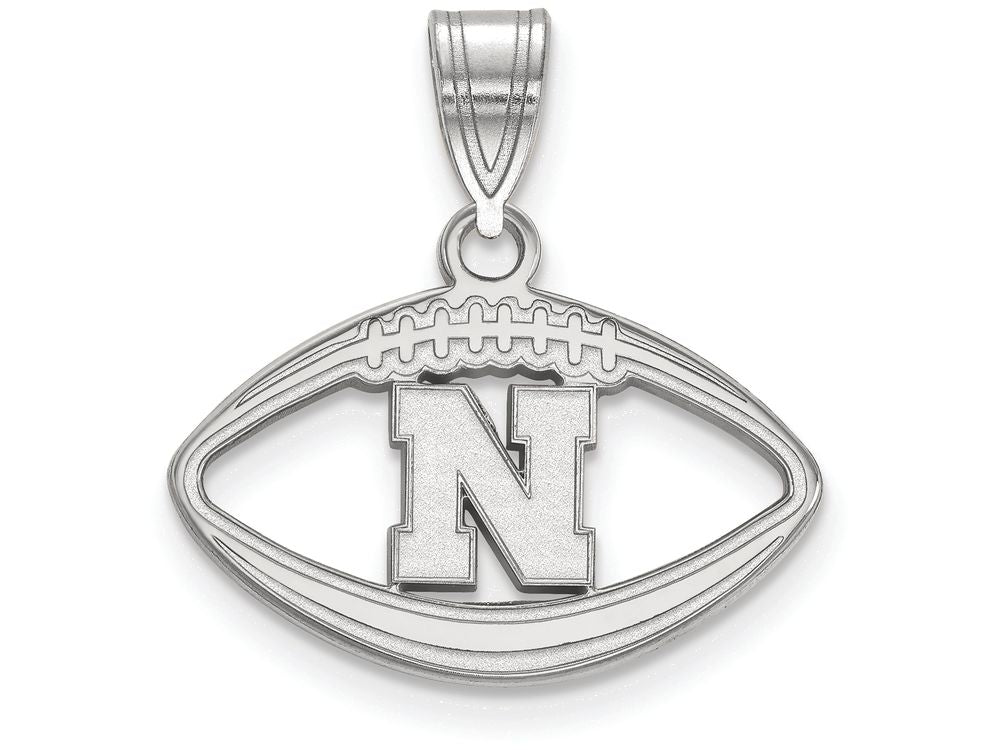 LogoArt Sterling Silver University Of Nebraska Pendant Necklace In Football