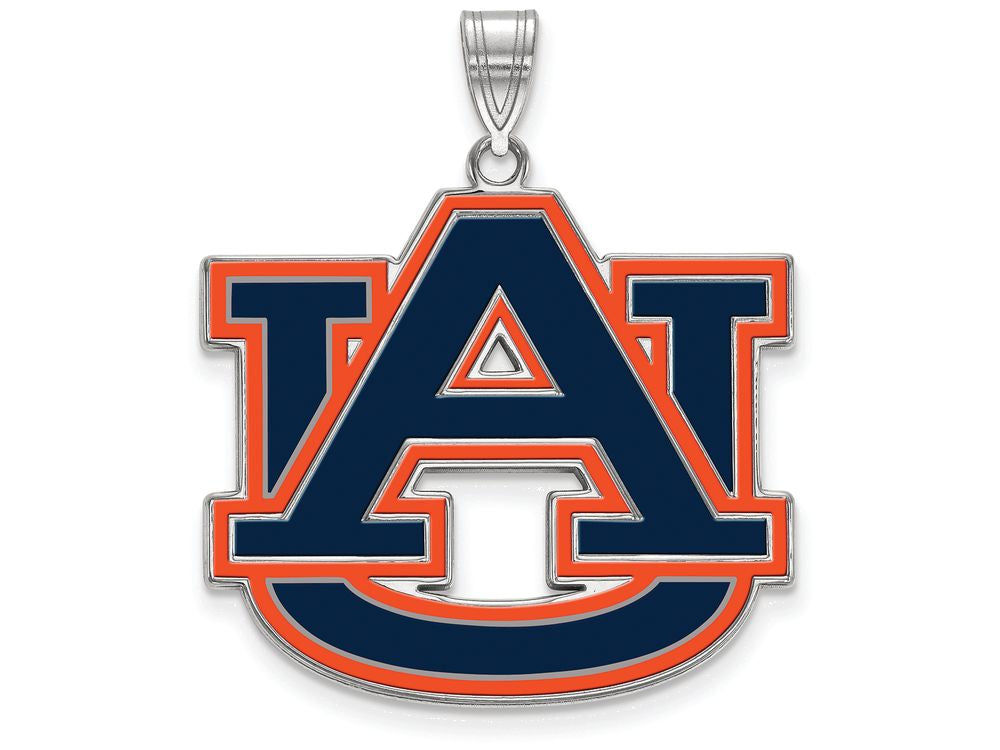 LogoArt Sterling Silver Auburn University XL Enamel Pendant Necklace