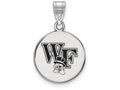 LogoArt Sterling Silver Wake Forest University Medium Enamel Disc Pendant Necklace
