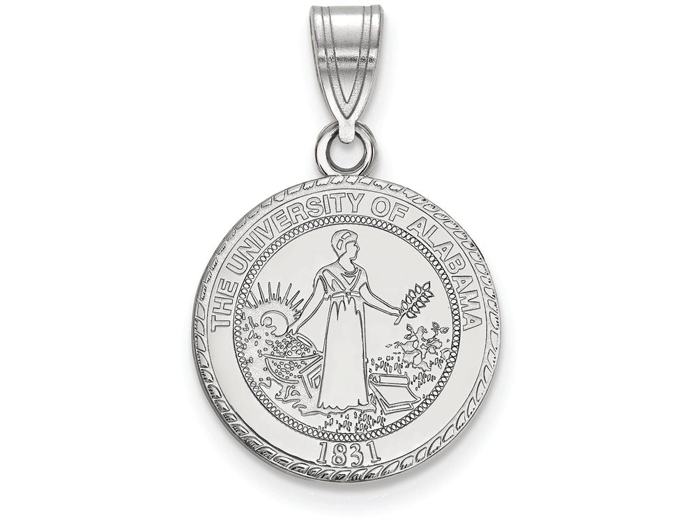 LogoArt Sterling Silver University Of Alabama Medium Crest Pendant Necklace