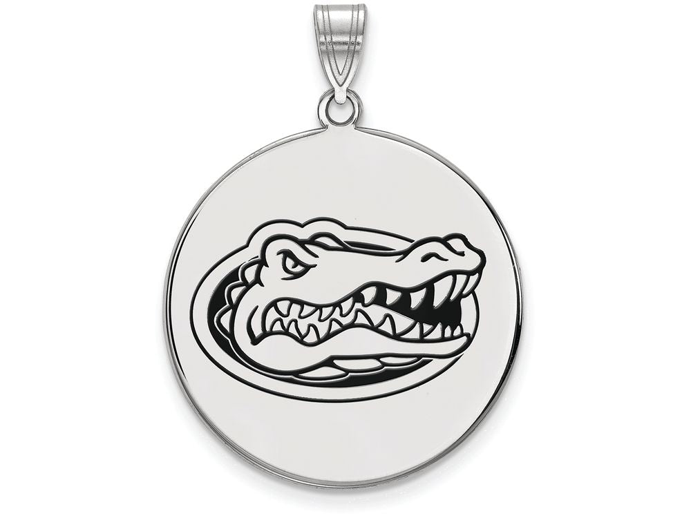 LogoArt Sterling Silver University Of Florida XL Enamel Disc Pendant Necklace