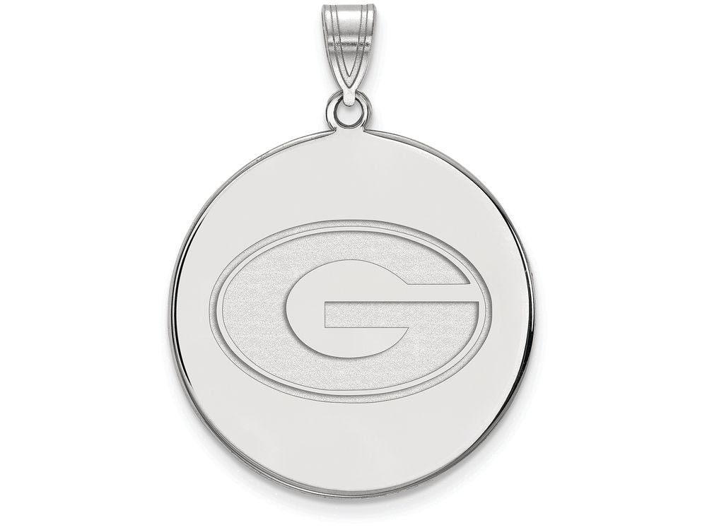 LogoArt Sterling Silver University Of Georgia XL Disc Pendant Necklace