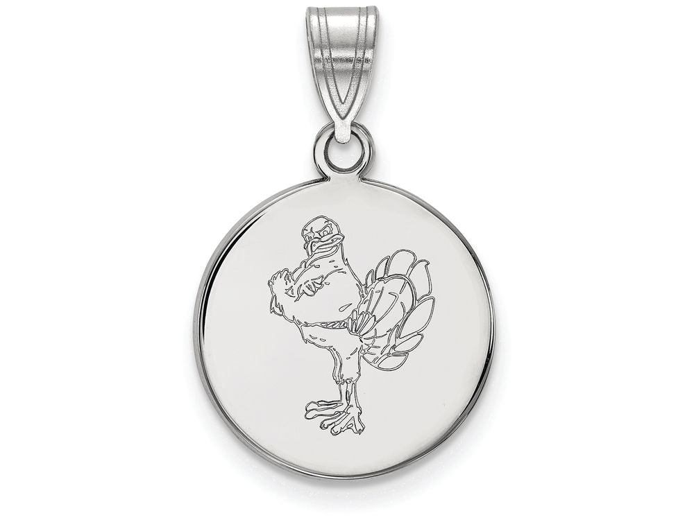 LogoArt Sterling Silver Virginia Tech Medium Disc Pendant Necklace