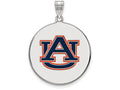 LogoArt Sterling Silver Auburn University XL Enamel Disc Pendant Necklace