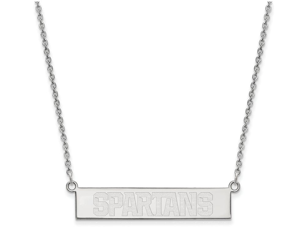 Logoart 925 Sterling Silver Michigan State University Small Bar Necklace