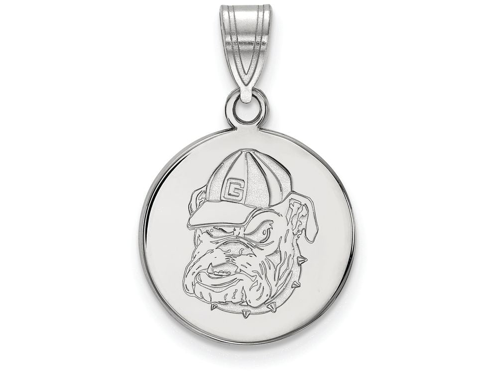 LogoArt Sterling Silver University Of Georgia Medium Pendant Necklace