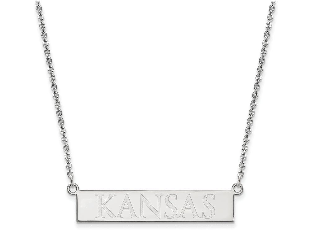 Logoart 925 Sterling Silver The University Of Kansas Small Bar Necklace