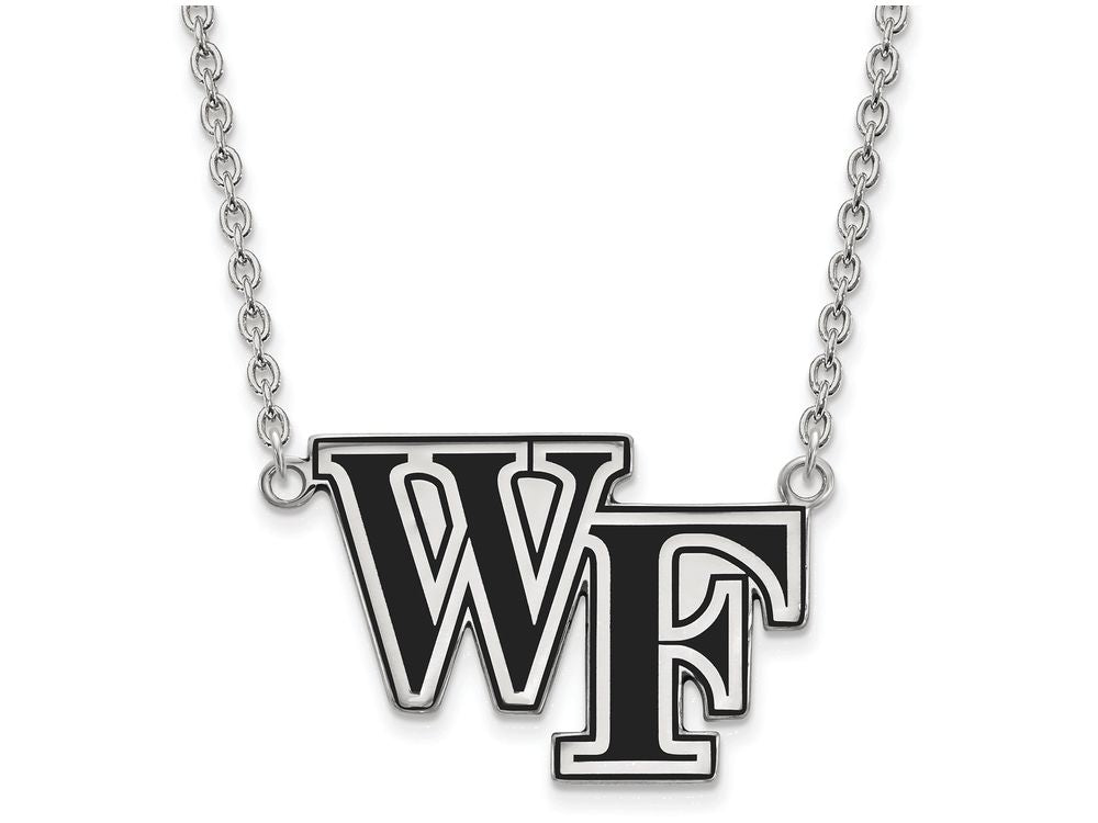 LogoArt Sterling Silver Wake Forest University Large Enamel Pendant Necklace