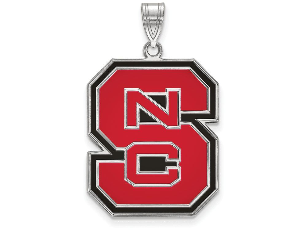 LogoArt Sterling Silver North Carolina State University XL Enamel Pendant Necklace