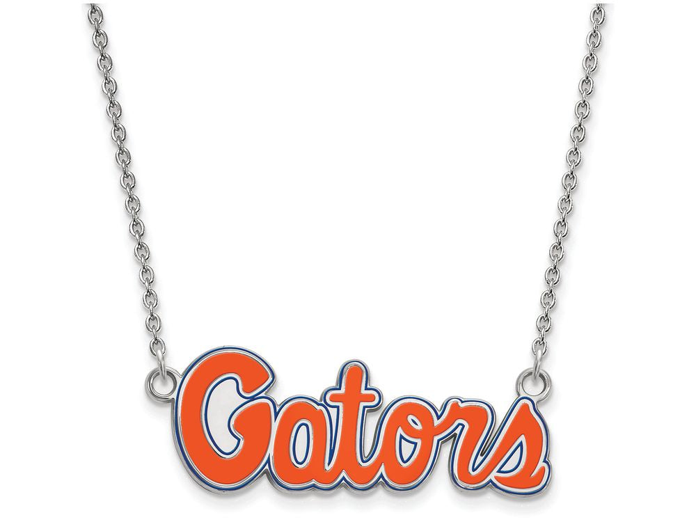 LogoArt Sterling Silver University Of Florida Small Enamel Pendant Necklace