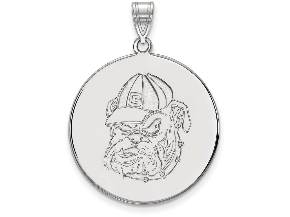 LogoArt Sterling Silver University Of Georgia XL Disc Pendant Necklace