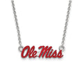 LogoArt Sterling Silver University Of Mississippi Small Enamel Pendant Necklace