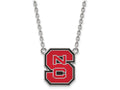 LogoArt Sterling Silver North Carolina State University Large Enamel Pendant Necklace