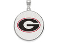 LogoArt Sterling Silver University Of Georgia XL Enameled Pendant Necklace