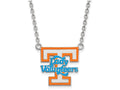 LogoArt Sterling Silver University Of Tennessee Large Enamel Pendant Necklace