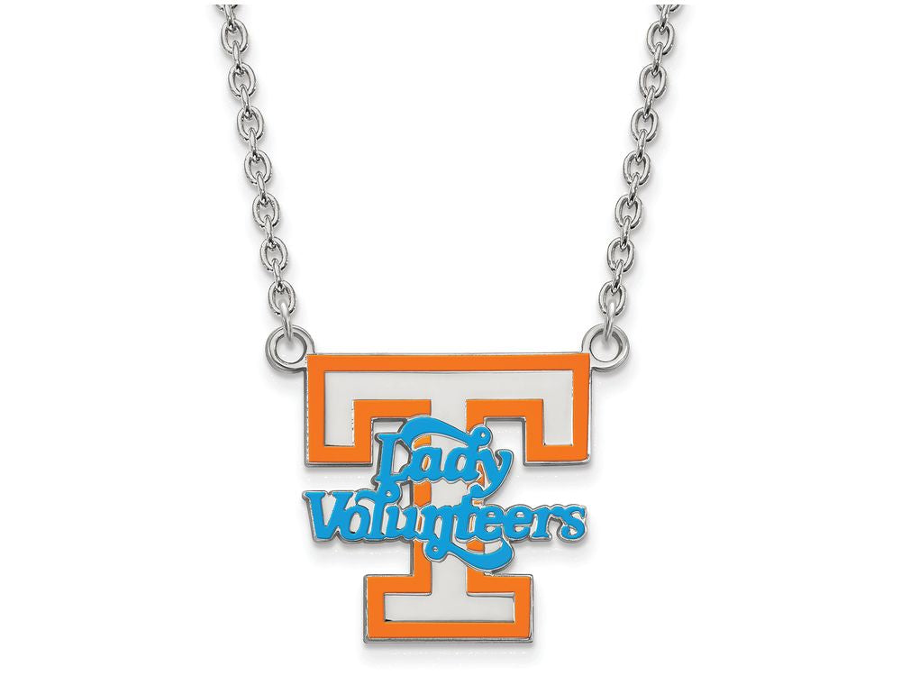 LogoArt Sterling Silver University Of Tennessee Large Enamel Pendant Necklace