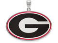 LogoArt Sterling Silver University Of Georgia XL Enamel Pendant Necklace