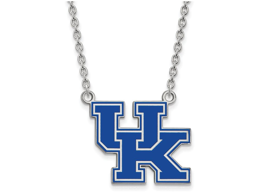 LogoArt Sterling Silver University Of Kentucky Large Enamel Pendant Necklace