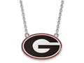 LogoArt Sterling Silver University Of Georgia Large Enamel Pendant Necklace