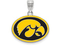 LogoArt Sterling Silver University Of Iowa Medium Enamel Pendant Necklace