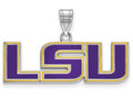 LogoArt Sterling Silver Louisiana State University Medium Enamel Pendant Necklace