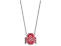 LogoArt Sterling Silver Ohio State University Large Enamel Pendant Necklace