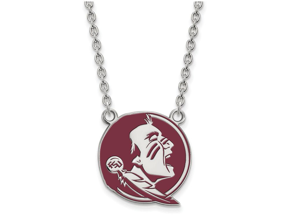 LogoArt Sterling Silver Florida State University Large Enamel Pendant Necklace