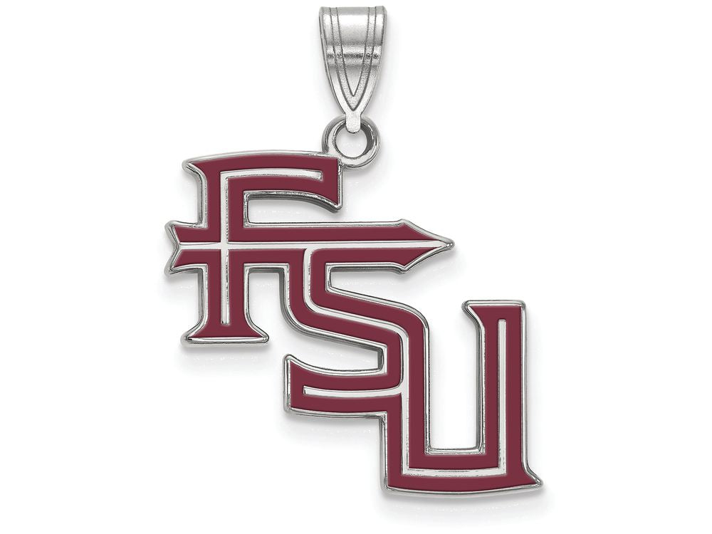 LogoArt Sterling Silver Florida State University Large Enamel Pendant Necklace