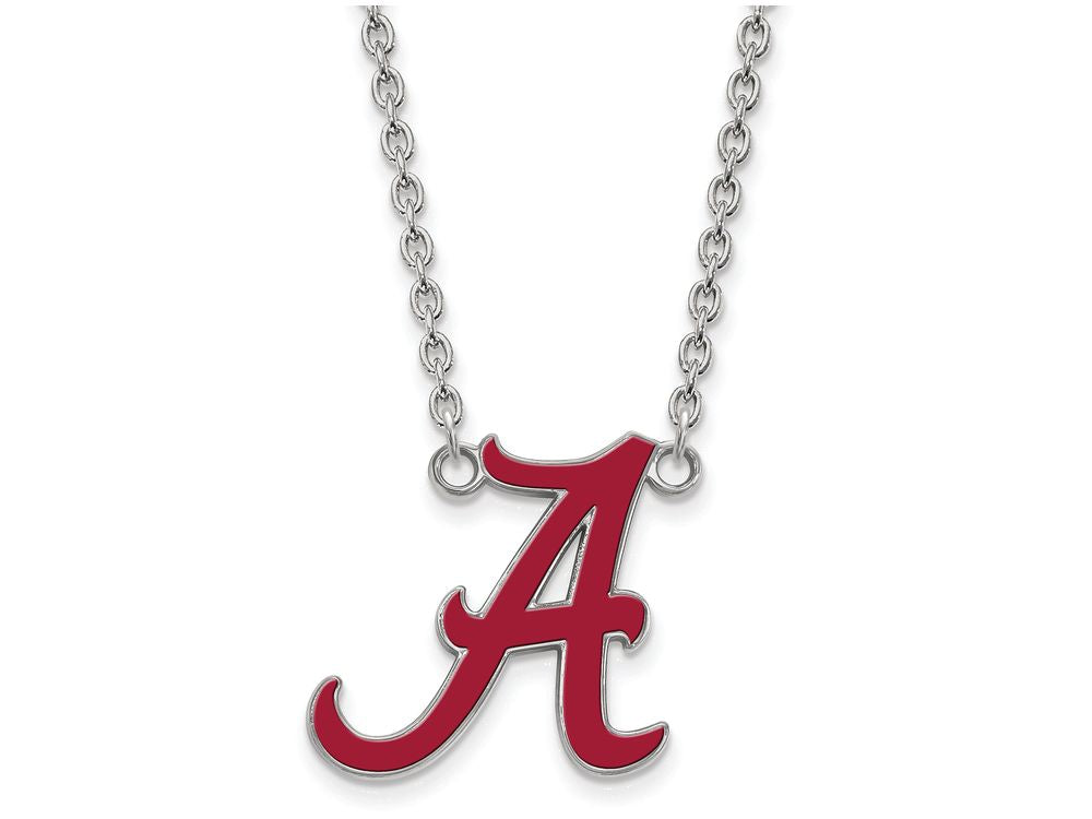 LogoArt Sterling Silver University Of Alabama Large Enamel Pendant Necklace
