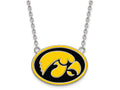 LogoArt Sterling Silver University Of Iowa Enamel Pendant Necklace