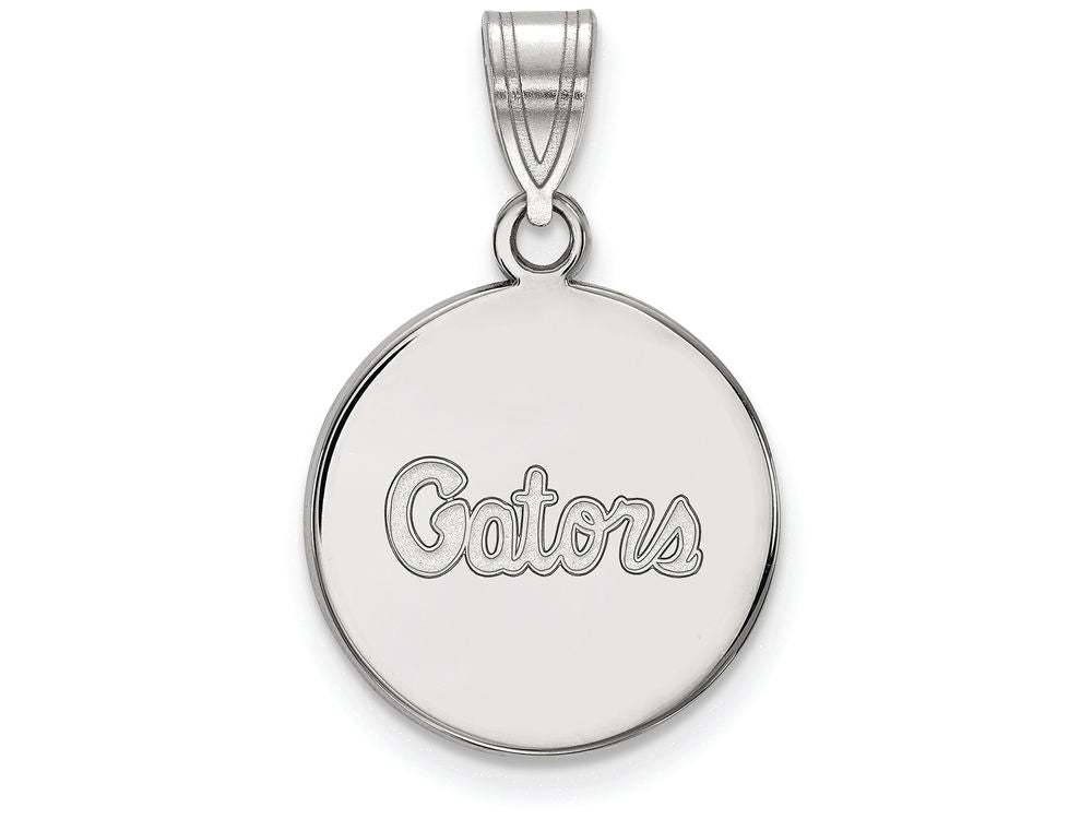 LogoArt Sterling Silver University Of Florida Medium Disc Pendant Necklace